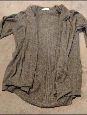 Maurices Grey Open Front Drape Cardigan Sweater Long Sleeve Knit - S